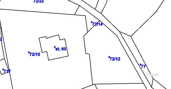 Parcela st. 72/13 v KÚ Blatiny, Katastrální mapa