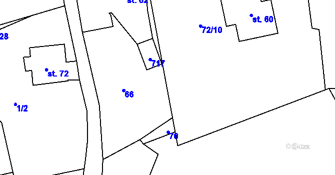 Parcela st. 72/17 v KÚ Blatiny, Katastrální mapa