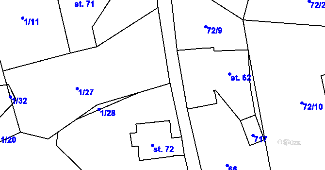 Parcela st. 1/15 v KÚ Blatiny, Katastrální mapa