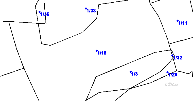 Parcela st. 1/18 v KÚ Blatiny, Katastrální mapa