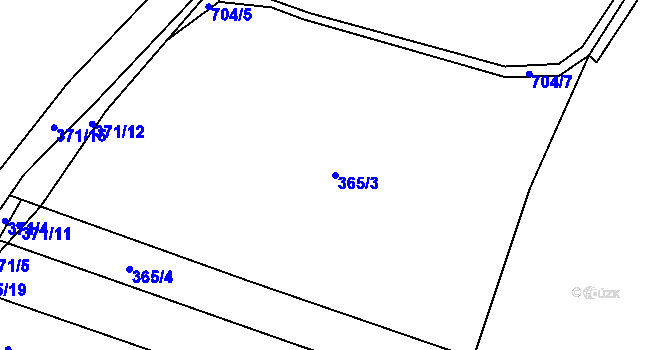 Parcela st. 365/3 v KÚ Blatiny, Katastrální mapa