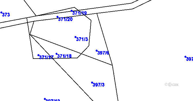 Parcela st. 397/6 v KÚ Blatiny, Katastrální mapa
