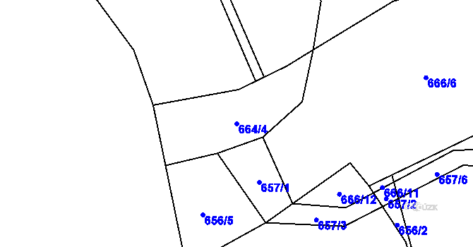 Parcela st. 664/4 v KÚ Blatiny, Katastrální mapa