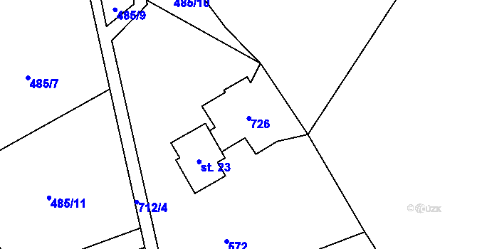 Parcela st. 23 v KÚ Blatiny, Katastrální mapa