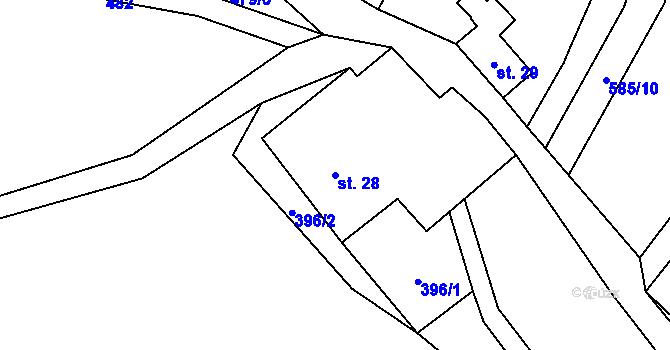 Parcela st. 28 v KÚ Blatiny, Katastrální mapa
