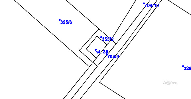 Parcela st. 35 v KÚ Blatiny, Katastrální mapa