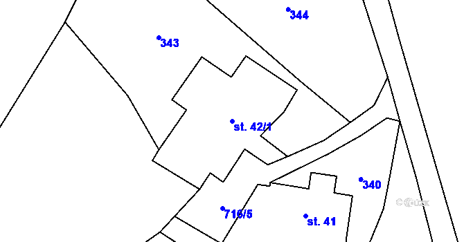 Parcela st. 42/1 v KÚ Blatiny, Katastrální mapa