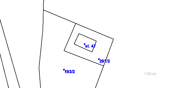 Parcela st. 47 v KÚ Blatiny, Katastrální mapa