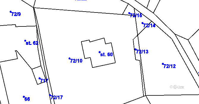 Parcela st. 60 v KÚ Blatiny, Katastrální mapa