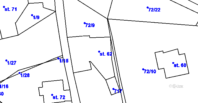 Parcela st. 62 v KÚ Blatiny, Katastrální mapa