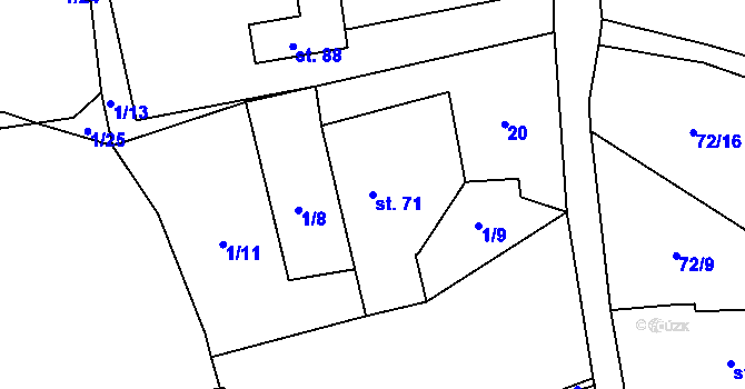 Parcela st. 71 v KÚ Blatiny, Katastrální mapa
