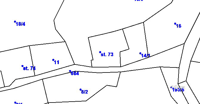 Parcela st. 73 v KÚ Blatiny, Katastrální mapa