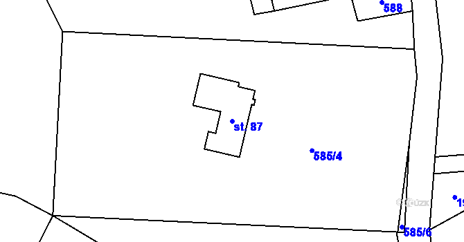 Parcela st. 87 v KÚ Blatiny, Katastrální mapa