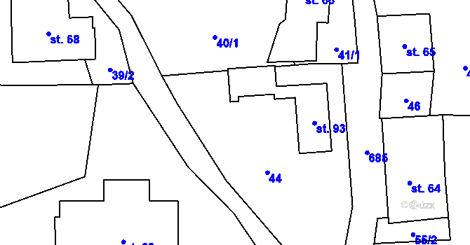 Parcela st. 44 v KÚ Blatiny, Katastrální mapa