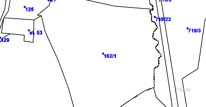Parcela st. 162/1 v KÚ Blatiny, Katastrální mapa
