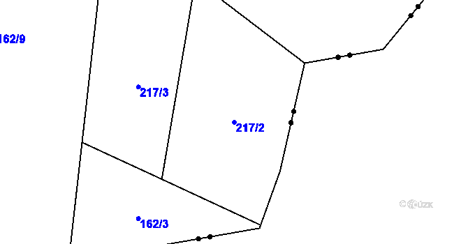 Parcela st. 217/2 v KÚ Blatiny, Katastrální mapa