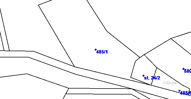 Parcela st. 485/1 v KÚ Blatiny, Katastrální mapa