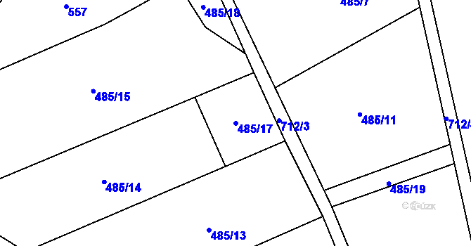 Parcela st. 485/17 v KÚ Blatiny, Katastrální mapa