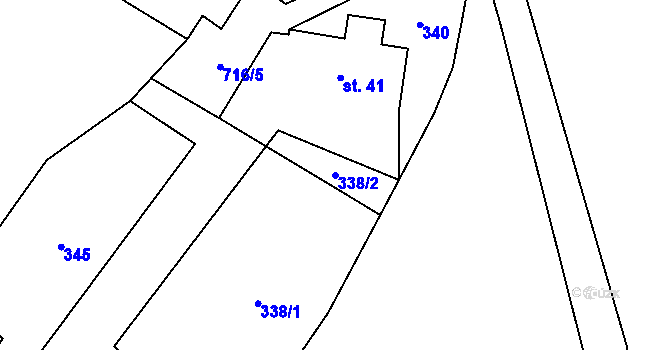Parcela st. 338/2 v KÚ Blatiny, Katastrální mapa