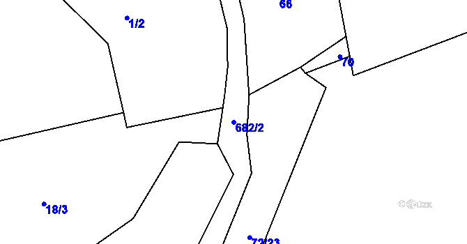 Parcela st. 682/2 v KÚ Blatiny, Katastrální mapa