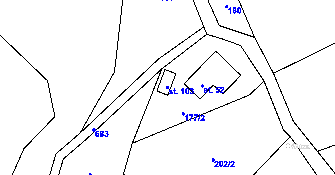 Parcela st. 103 v KÚ Blatiny, Katastrální mapa