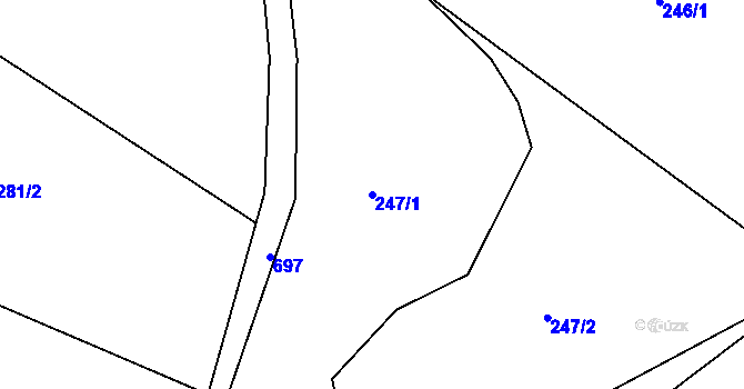 Parcela st. 247/1 v KÚ Blatiny, Katastrální mapa