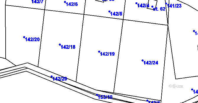 Parcela st. 142/19 v KÚ Podlesí u Sněžného, Katastrální mapa