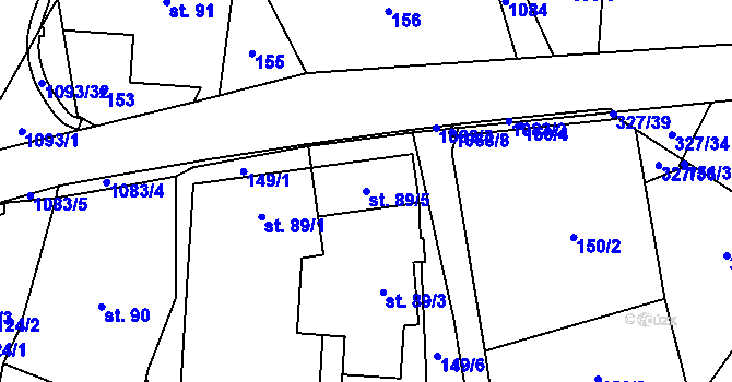Parcela st. 89/5 v KÚ Sněžné na Moravě, Katastrální mapa