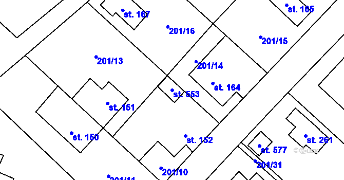 Parcela st. 553 v KÚ Sněžné na Moravě, Katastrální mapa