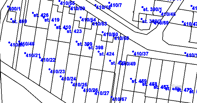 Parcela st. 424 v KÚ Sněžné na Moravě, Katastrální mapa