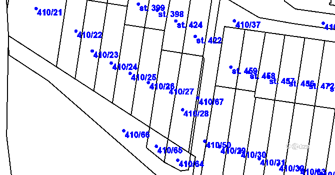 Parcela st. 410/27 v KÚ Sněžné na Moravě, Katastrální mapa