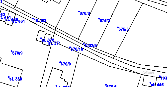 Parcela st. 1032/9 v KÚ Sněžné na Moravě, Katastrální mapa
