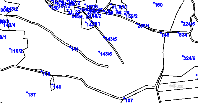 Parcela st. 143/6 v KÚ Vříšť, Katastrální mapa