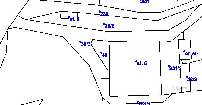 Parcela st. 46 v KÚ Vříšť, Katastrální mapa