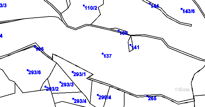 Parcela st. 137 v KÚ Vříšť, Katastrální mapa