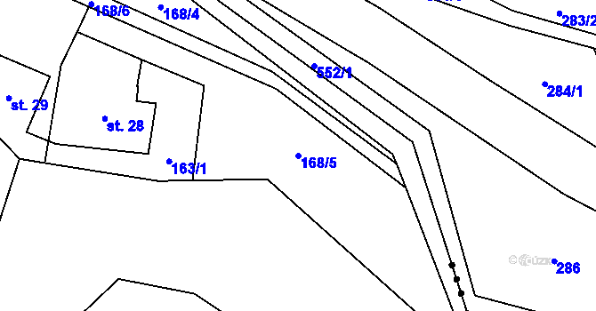 Parcela st. 168/5 v KÚ Vříšť, Katastrální mapa