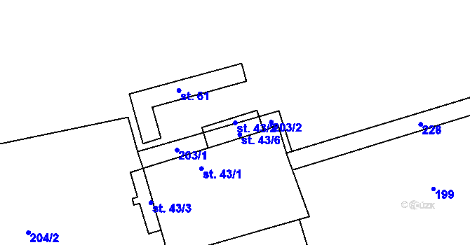 Parcela st. 43/2 v KÚ Vříšť, Katastrální mapa