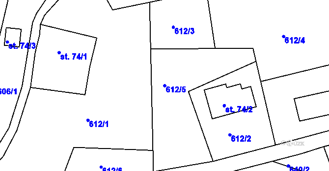 Parcela st. 612/5 v KÚ Sněžník, Katastrální mapa