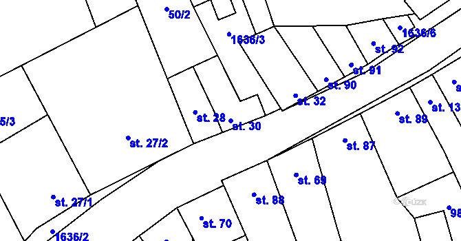 Parcela st. 30 v KÚ Snovídky, Katastrální mapa