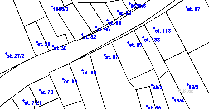 Parcela st. 87 v KÚ Snovídky, Katastrální mapa