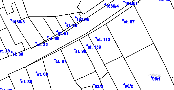 Parcela st. 138 v KÚ Snovídky, Katastrální mapa