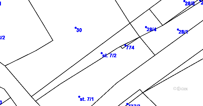 Parcela st. 7/2 v KÚ Sobčice, Katastrální mapa