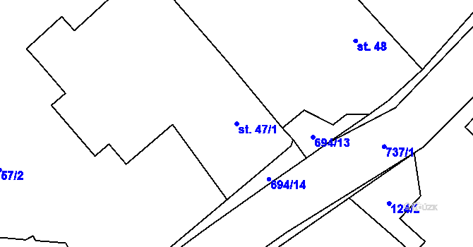 Parcela st. 47/1 v KÚ Sobčice, Katastrální mapa