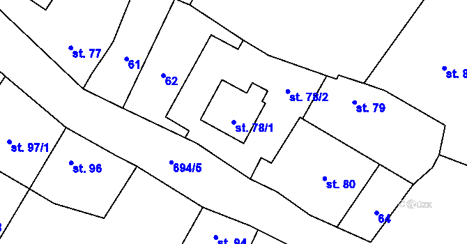 Parcela st. 78/1 v KÚ Sobčice, Katastrální mapa