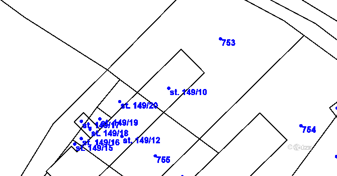 Parcela st. 149/10 v KÚ Sobčice, Katastrální mapa