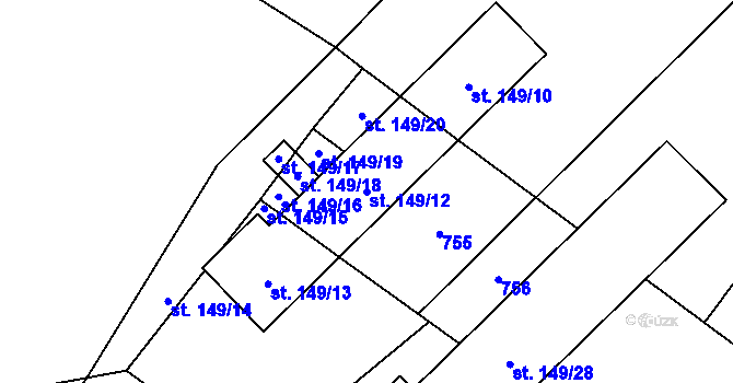 Parcela st. 149/12 v KÚ Sobčice, Katastrální mapa