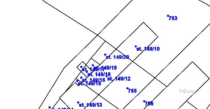 Parcela st. 149/20 v KÚ Sobčice, Katastrální mapa