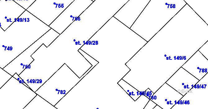 Parcela st. 149/41 v KÚ Sobčice, Katastrální mapa