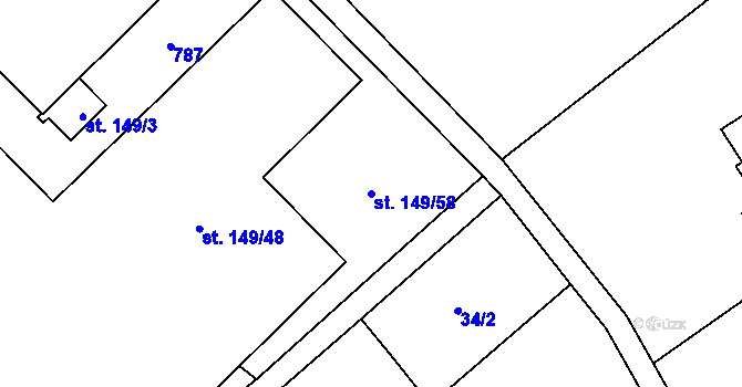 Parcela st. 149/58 v KÚ Sobčice, Katastrální mapa