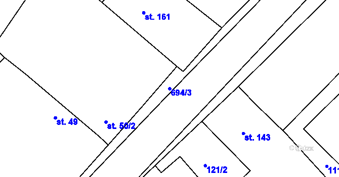 Parcela st. 694/3 v KÚ Sobčice, Katastrální mapa